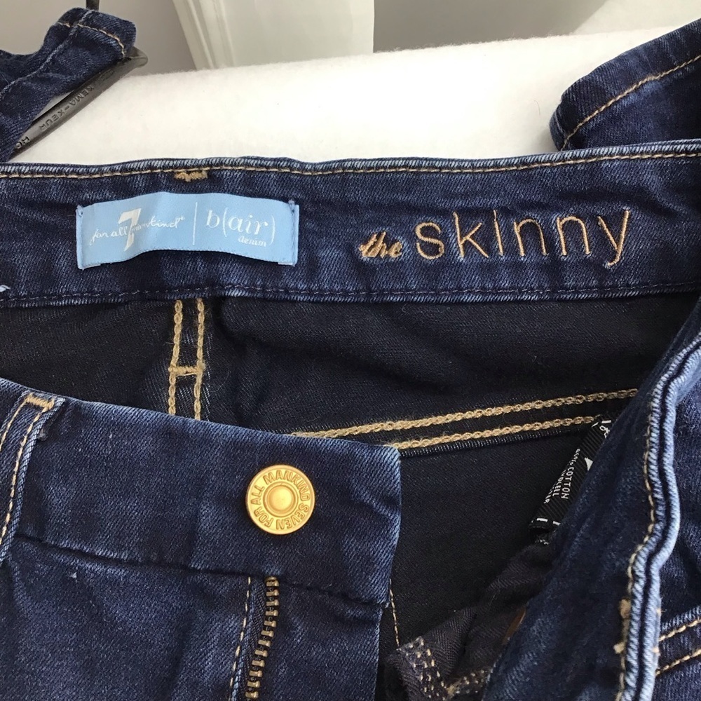 7 For All Mankind b(air) denim Dark Indigo Ankle Skinny Jeans Strech - Picture 10 of 12